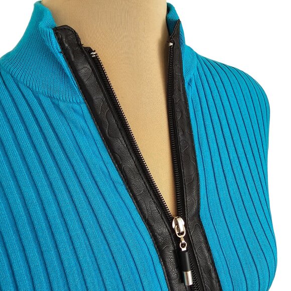 Jamie Sadock Blue Ribbed Long Sleeve Zip Top Sz XS - Picture 2 of 9